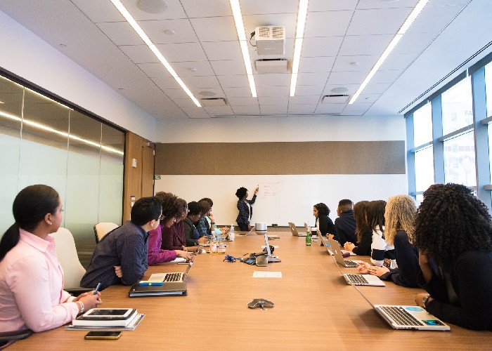 Meeting in a boardroom